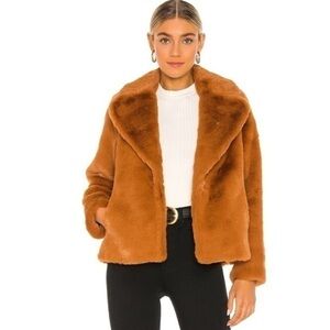Soia & Kyo Light Brown Emanuela Faux Fur Collared Coat in Camel